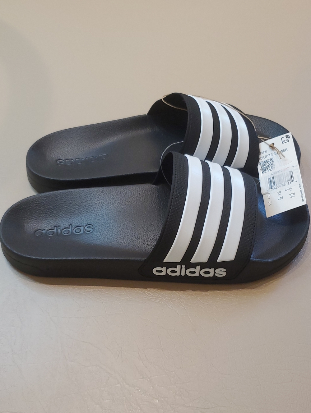 NWT Adidas Men's Adilette Slide Sandals with White And Black Stripes Size
